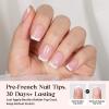 imageBeetles French Tips Press On Nails 224 Pcs Pink French Tip Nails Short Almond Fake Nails Soft Gel Nail Tips False Nails Art DIY For Women16 Sizes6Beetles X Press Kit6
