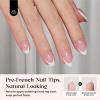 imageBeetles French Tips Press On Nails 224 Pcs Pink French Tip Nails Short Almond Fake Nails Soft Gel Nail Tips False Nails Art DIY For Women16 SizesBShort Almond