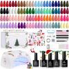 imageBeetles 100 Colors Gel Nail Polish Set 119 PCS Nail Polish Kit All Season Cat Eye Pink Blue Jelly Glitter Pearl Gel Polish ampamp 5Pcs Base Top Coat Soak off UV Manicure Nail Art Home Gifts for Women032 Color Christmas Gel Nail Kit