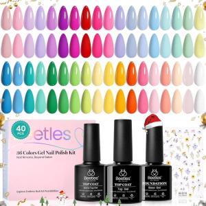 imageBeetles 100 Colors Gel Nail Polish Set 119 PCS Nail Polish Kit All Season Cat Eye Pink Blue Jelly Glitter Pearl Gel Polish ampamp 5Pcs Base Top Coat Soak off UV Manicure Nail Art Home Gifts for Women0036 Colors Petal Symphony