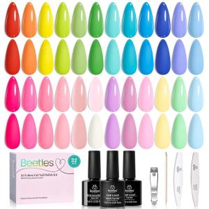 imageBeetles 25 Colors Gel Nail Polish Set 32PCS Yellow Orange Gel Polish Rustic Sonata with Base Coat Glossy ampamp Matte Top Coat White Blue Pink DIY Salon Soak Off UV Led Nails Gifts for WomenRustic Sonata