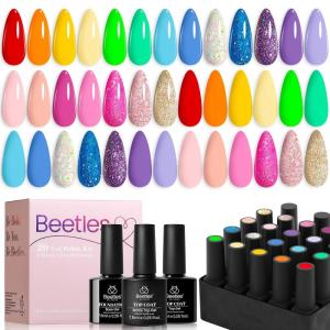 imageBeetles 25 Colors Gel Nail Polish Set 32PCS Yellow Orange Gel Polish Rustic Sonata with Base Coat Glossy ampamp Matte Top Coat White Blue Pink DIY Salon Soak Off UV Led Nails Gifts for WomenRainbow Magic