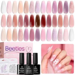 imageBeetles 25 Colors Gel Nail Polish Set 32PCS Yellow Orange Gel Polish Rustic Sonata with Base Coat Glossy ampamp Matte Top Coat White Blue Pink DIY Salon Soak Off UV Led Nails Gifts for Women20 Colors Classic Nude