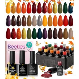 imageBeetles 25 Colors Gel Nail Polish Set 32PCS Yellow Orange Gel Polish Rustic Sonata with Base Coat Glossy ampamp Matte Top Coat White Blue Pink DIY Salon Soak Off UV Led Nails Gifts for Women00 Cozy Campfire