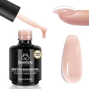 imageBeetles Builder Gel HEMAFreeSheer Breeze 05 oz 7 in 1 for Building Apex Strengthening Thickening Extension DIY Salon at Home for Beginner Sensitive NailsClear Builder Nails Gel KitUV Lamp NeededGlitter Nude