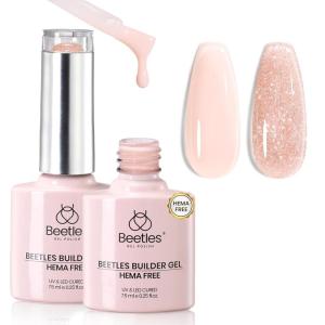 imageBeetles Builder Gel HEMAFreeSheer Breeze 05 oz 7 in 1 for Building Apex Strengthening Thickening Extension DIY Salon at Home for Beginner Sensitive NailsClear Builder Nails Gel KitUV Lamp NeededAmber Embrace Heme Free