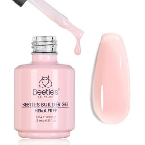 imageBeetles Builder Gel HEMAFreeSheer Breeze 05 oz 7 in 1 for Building Apex Strengthening Thickening Extension DIY Salon at Home for Beginner Sensitive NailsClear Builder Nails Gel KitUV Lamp NeededJelly Water Pink