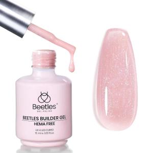 imageBeetles Builder Gel HEMAFreeSheer Breeze 05 oz 7 in 1 for Building Apex Strengthening Thickening Extension DIY Salon at Home for Beginner Sensitive NailsClear Builder Nails Gel KitUV Lamp NeededHEMA FREEGlitter Pink