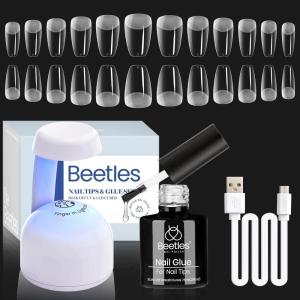 imageBeetles Gel Nail Kit Almond Nail Tips Easy Nail Extension Set 9 In 1 Nail Glue Gel with Pre shaped Medium Almond Nail Tips ampamp UV Nail Lamp Acrylic Nail Clipper DIY Art Gifts for Her22Short Coffin 504pcs EtchX Kit