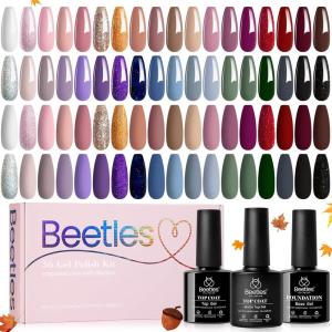 imageBeetles Winter Gel Nail Polish Colors Set  Amber Twilight 20 Colors 2025 Yellow Orange Red Cat Eye Brown Green Soak Off Uv Manicure Kit With Base Glossy Matte Top Coat Gift for Women0 Neutral Elegance