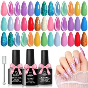 imageBeetles Winter Gel Nail Polish Colors Set  Amber Twilight 20 Colors 2025 Yellow Orange Red Cat Eye Brown Green Soak Off Uv Manicure Kit With Base Glossy Matte Top Coat Gift for Women24Pcs Dreamy Wonderland