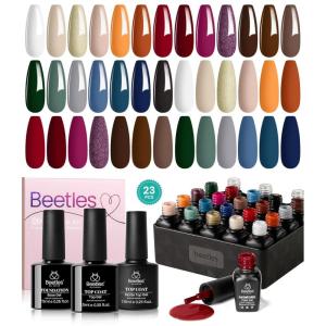 imageBeetles Winter Gel Nail Polish Colors Set  Amber Twilight 20 Colors 2025 Yellow Orange Red Cat Eye Brown Green Soak Off Uv Manicure Kit With Base Glossy Matte Top Coat Gift for Women00 20 Colors Glowing Attraction