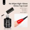 imageBeetles Extra Glossy No Wipe Gel Top Coat 2 Pcs 15ml Super Shiny Clear Glossy Top Coat Gel Nail Polish Soak Off Uv Nail Lamp Nail Salon Manicure DIY Home Gifts for WomenHigh Gloss No Wipe Top Coat