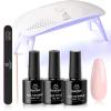 imageBeetles Gel Nail Polish Kit with U V Light Gel Polish Starter Kit Soak Off Nude Gray Purple Mauve Light Pink LED Nail Lamp Base Gel Top Coat DIY Home Valentines Day Gifts for Her02 1 ColorNude Pink