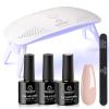 imageBeetles Gel Nail Polish Kit with U V Light Gel Polish Starter Kit Soak Off Nude Gray Purple Mauve Light Pink LED Nail Lamp Base Gel Top Coat DIY Home Valentines Day Gifts for Her01 ColorNude Set