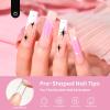 imageBeetles Gel Nail Tips Short Coffin PreEtched Nail Tips 12 Sizes 288 Pcs Full Cover Soft Tips Half Matte False Nails Clear Acrylic Glue on Nails Extension DIY Manicure Gifts for WomenA2Square Long 288pcs Clear Nail Tips