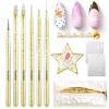 imageBeetles Gel Polish Nail Art Liner Brushes 5Pcs Painting Art Design Pen Set Diamond Application Rhinestone Handle Dotting Drawing Sizes 5 7 9 11 20mm Nail Design Gift for WomenChristmas Nail Art Brushes 6pcs