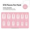 imageBeetles Medium Almond Nail Tips 576pcs 12 Sizes PreEtched Soft Gel Nail Tips Half Matte Full Cover False Nail Tips Clear Acrylic Nails Glue on Nails DIY Nail Extension Gift for Women42Square Short 576pcs Etch X Nail Tips 
