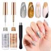 imageBeetles Metallic Gel Nail Polish Liner Set Silver Bronze Gold 2pcs Gel Liner Nail Art Chrome 3D HighGloss Effect for Nail Paint Design with Thin Brush DIY French Manicure Curing Requires at HomeCat Eye Gold and Sliver