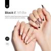 imageBeetles Metallic Gel Nail Polish Liner Set Silver Bronze Gold 2pcs Gel Liner Nail Art Chrome 3D HighGloss Effect for Nail Paint Design with Thin Brush DIY French Manicure Curing Requires at Home0Blackwhite