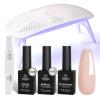 imageBeetles Gel Nail Polish Kit with U V Light Gel Polish Starter Kit Soak Off Nude Gray Purple Mauve Light Pink LED Nail Lamp Base Gel Top Coat DIY Home Valentines Day Gifts for Her01 ColorNude Set
