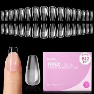 imageBeetles 2Pcs 20g Nail Glue Gel No Wipe HandsFree Tipex Solid Nail Glue Gel Super Strong for Acrylic Nails Extension Fake Nails 3D Nail Art Great for Home ampamp Salon Use U V Light Required1FTipex LiteCoffin Short 512pcs