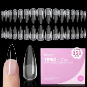 imageBeetles 2Pcs 20g Nail Glue Gel No Wipe HandsFree Tipex Solid Nail Glue Gel Super Strong for Acrylic Nails Extension Fake Nails 3D Nail Art Great for Home ampamp Salon Use U V Light Required0ATipex LiteStiletto Medium 256pcs