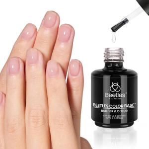 imageBeetles 3Pcs 15ml Builder Nail Gel with No Wipe Top Coat Gel Nail Polish and Base Coat Christmas Set for Nails Shine Finish and Long Lasting Nail Protection UVLED Lamp Needed Gift for Women21Clear Rubber Base Coat