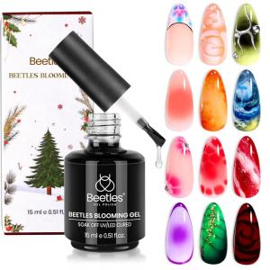 imageBeetles Blooming Gel 15ml Clear Uv Led Blossom Christmas Nails Gel Polish for Spreading Effect Marble Natural Stone Watercolor Floral Print Soak off Diy Nail Art Design Manicure Gift for Women1Beetles Christmas Blooming Gel