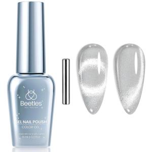 imageBeetles Cat Eye Gel Top Coat2 in 1 Top Coat Gel Nail Polish ampamp Cat Eye Magnetic Effect No Wipe  Shine Finish and Long Lasting Soak Off LED Nail Lamp Nail Art Design Manicure Diy at Home1Sliver Dreamscape