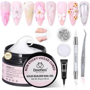 imageBeetles Christmas Rhinestones Glue Kit  Christmas Limited with 3D Sculpting Gel Strong Nail Art Gem Glue ampampTool for Crystals Pearls Charms Christmas Nail Art DIY Decoration Gift for WomenWhite