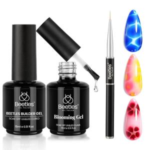 imageBeetles Extra Glossy No Wipe Gel Top Coat 2 Pcs 15ml Super Shiny Clear Glossy Top Coat Gel Nail Polish Soak Off Uv Nail Lamp Nail Salon Manicure DIY Home Gifts for WomenBlooming Gel and Builder Nail Gel