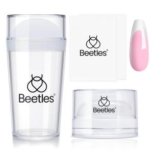 imageBeetles French Tip Gel Liner Nail Polish Set 20 Colors Nail Art Polish Brown Glitter Pink Blue White Red Purple Swirl Gel Nails Polish Nails Art Painted Build in Thin Brush Manicure Gifts for Women3 Pcs French Tip Nail Stamp