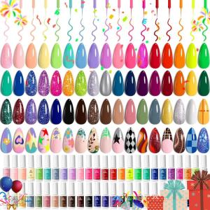 imageBeetles French Tip Gel Liner Nail Polish Set 20 Colors Nail Art Polish Brown Glitter Pink Blue White Red Purple Swirl Gel Nails Polish Nails Art Painted Build in Thin Brush Manicure Gifts for Women50 Colors Set