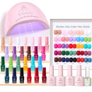 imageBeetles Gel Nail Polish Kit with U V Light  25 Colors Gel Polish Set Fall Nail Fest Fragments of Time 45 Pcs Nails Kit with Tools DIY Salon Manicure Set Gifts for Women Girls  One Color One BottleImprints of Time