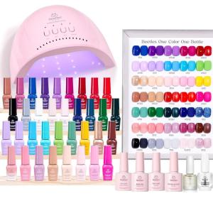 imageBeetles Gel Nail Polish Kit with U V Light  25 Colors Gel Polish Set Fall Nail Fest Fragments of Time 45 Pcs Nails Kit with Tools DIY Salon Manicure Set Gifts for Women Girls  One Color One BottleSeasonal Whispers