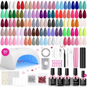 imageBeetles Gel Nail Polish Kit with U V Light  80Pcs Color Enchantment 55 Colors Gel Polish Starter Kit with Base Top Coat DIY Nails Supply Stickers Manicure Tools Christmas Gift for Women Teens Girls0  Color Enchantment