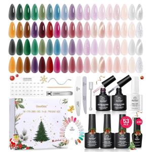 imageBeetles Gel Nail Polish Kit with U V Light  80Pcs Color Enchantment 55 Colors Gel Polish Starter Kit with Base Top Coat DIY Nails Supply Stickers Manicure Tools Christmas Gift for Women Teens Girls000Frostglaze Veil