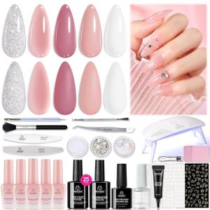 imageBeetles Gel Nail Polish Kit with U V Light 19 Pcs Garden Party Pastel 8 Colors Soak Off Gel Nail Set with Base and Top Coat Sticker accessories All in One Manicure Party FavorsRose Garden