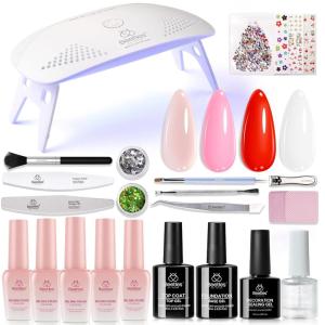 imageBeetles Gel Nail Polish Kit with U V Light 19 Pcs Garden Party Pastel 8 Colors Soak Off Gel Nail Set with Base and Top Coat Sticker accessories All in One Manicure Party Favors1Cottagecore