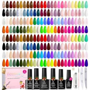 imageBeetles Gel Nail Polish kit with UV Light 108 PCS 55 Colors Valentines Gel Polish Set Base Coat Glossy Matte Glitter Top Coat Gel Polish Glitter Red Green Brown Purple Pink Cat Eye Gel Gift for WomenInfinite Inspiration