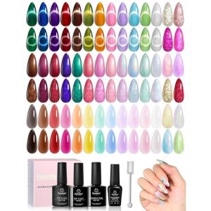 imageBeetles Gel Nail Polish kit with UV Light 108 PCS 55 Colors Valentines Gel Polish Set Base Coat Glossy Matte Glitter Top Coat Gel Polish Glitter Red Green Brown Purple Pink Cat Eye Gel Gift for WomenVivid Moments