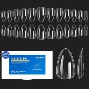 imageBeetles Gel Nail Tips 500Pcs Medium Coffin Pre Shaped Clear Full Cover False Nails Press on for Gel Art Polish Soak Off Lamp Easy Nail Extensions Acrylic32Almond Short 504pcs Clear Nail Tips