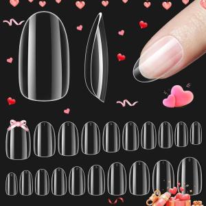 imageBeetles Gel Nail Tips 500Pcs Medium Coffin Pre Shaped Clear Full Cover False Nails Press on for Gel Art Polish Soak Off Lamp Easy Nail Extensions Acrylic41Short Oval 500PCSClear