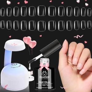 imageBeetles Gel Nail Tips 500Pcs Medium Coffin Pre Shaped Clear Full Cover False Nails Press on for Gel Art Polish Soak Off Lamp Easy Nail Extensions Acrylic07Solid