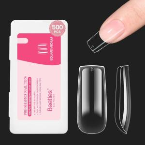 imageBeetles Gel Nail Tips 500Pcs Medium Coffin Pre Shaped Clear Full Cover False Nails Press on for Gel Art Polish Soak Off Lamp Easy Nail Extensions Acrylic36Medium Square 500PCSClear