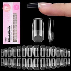 imageBeetles Gel Nail Tips FlatX  Coffin Short 160pcs 16 Sizes PreEtched Half Matte Full Cover Soft Acrylic False Nail Tips Clear Press on Easy DIY Extension Salon for Flat ampamp Natural Nail Beds22Medium Coffin 160pcs FlatX Nail Tips