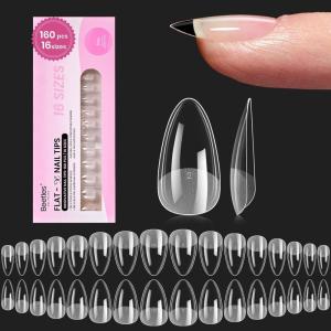 imageBeetles Gel Nail Tips FlatX  Coffin Short 160pcs 16 Sizes PreEtched Half Matte Full Cover Soft Acrylic False Nail Tips Clear Press on Easy DIY Extension Salon for Flat ampamp Natural Nail Beds01Short Almond 160pcs FlatX Nail Tips