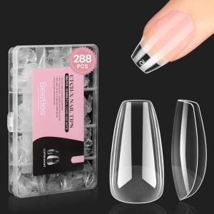 imageBeetles Gel Nail Tips Short Coffin PreEtched Nail Tips 12 Sizes 288 Pcs Full Cover Soft Tips Half Matte False Nails Clear Acrylic Glue on Nails Extension DIY Manicure Gifts for Women21Coffin Short 288pcs Etch X Nail Tips