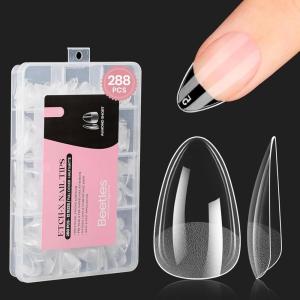 imageBeetles Gel Nail Tips Short Coffin PreEtched Nail Tips 12 Sizes 288 Pcs Full Cover Soft Tips Half Matte False Nails Clear Acrylic Glue on Nails Extension DIY Manicure Gifts for Women000Almond Short 288pcs Etch X Nail Tips